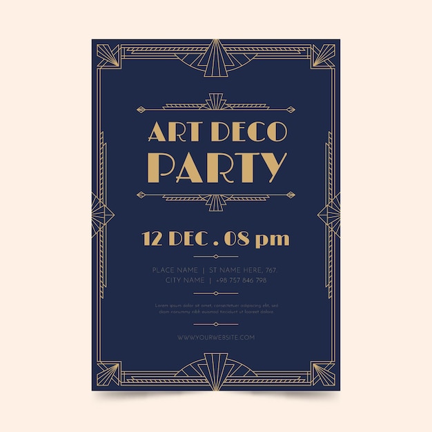 Vector art deco party poster flat design