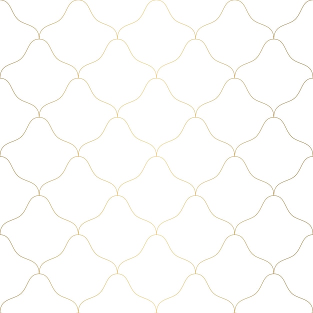 Art deco patroon naadloze witte en gouden achtergrond metalen schelpen of schubben kant ornament minimalistisch geometrisch ontwerp vectorlijnen 192030s motieven luxe vintage illustratie bruiloftsornament