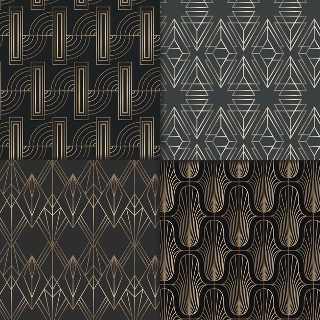 Vector art deco pattern collection
