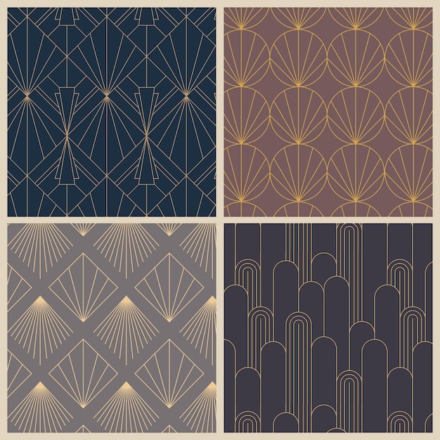 Vector art deco pattern collection