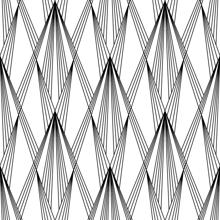 Vector art deco pattern fanning seamless black and white background metallic shells or scales lace ornament abstract palm leaves vector lines 192030s motifs luxury vintage illustration