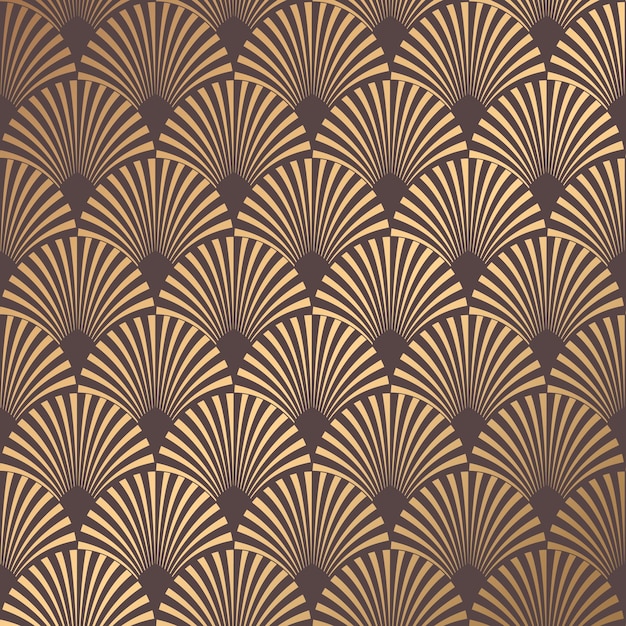 Vettore art deco pattern senza cuciture sullo sfondo dorato disegno geometrico minimalista disegno a linee vettoriali motivi degli anni 19201930 illustrazione vintage di lusso
