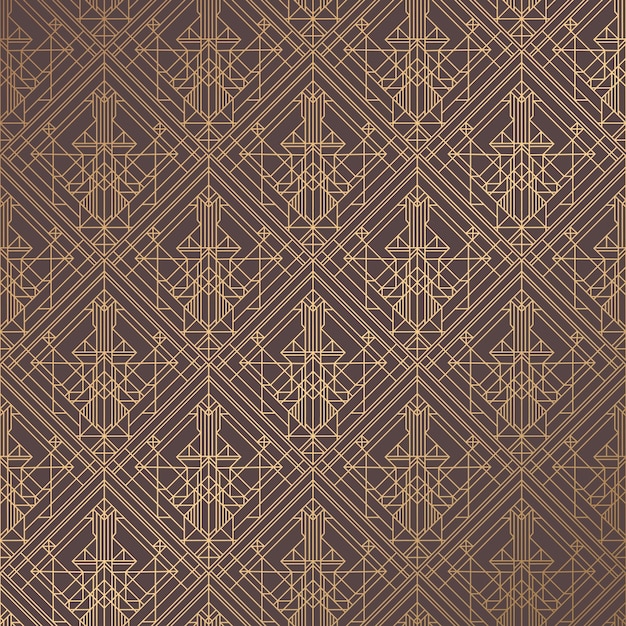 Art Deco Pattern Seamless golden background Minimalistic geometric design Vector line design 192030s motifs Luxury vintage illustration