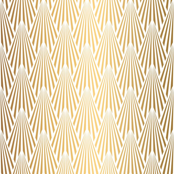 Vector art deco pattern seamless white and gold background metallic shells or scales lace ornament minimalistic geometric design vector lines 192030s motifs luxury vintage illustration