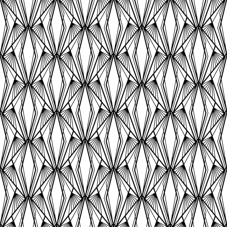 Vector art deco pattern vector background in the 1920s style black and white texture for interior design use such as wallpaper pillow covers curtain prints upholstery etc