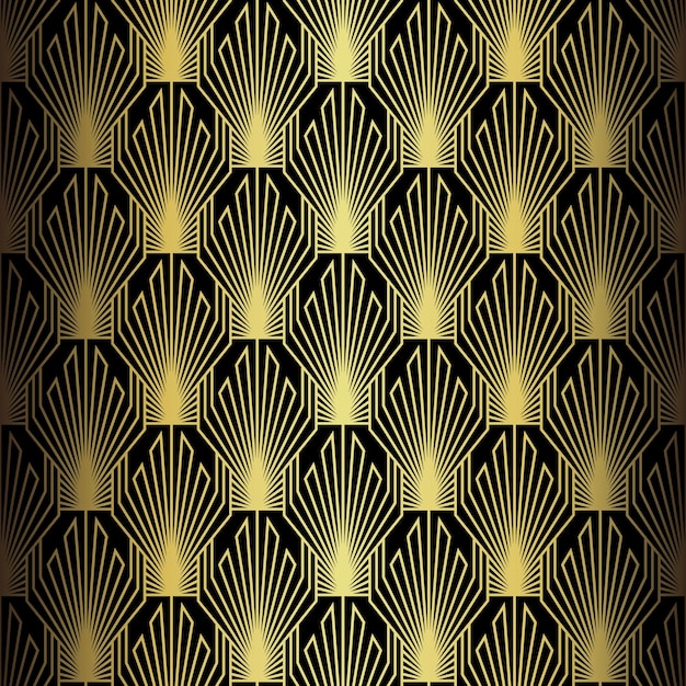 Art Deco Pattern Vector background in the 1920s style Gold black texture for interior design use such as wallpaper pillow covers curtain prints upholstery etc