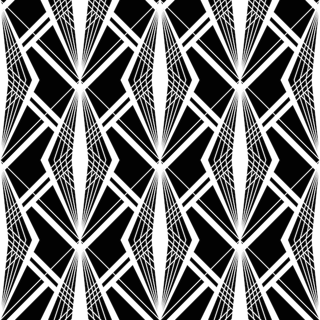 Модель арт-деко векторный черно-белый фон роскошный бесшовный орнамент ревущий мотив двадцатых годов