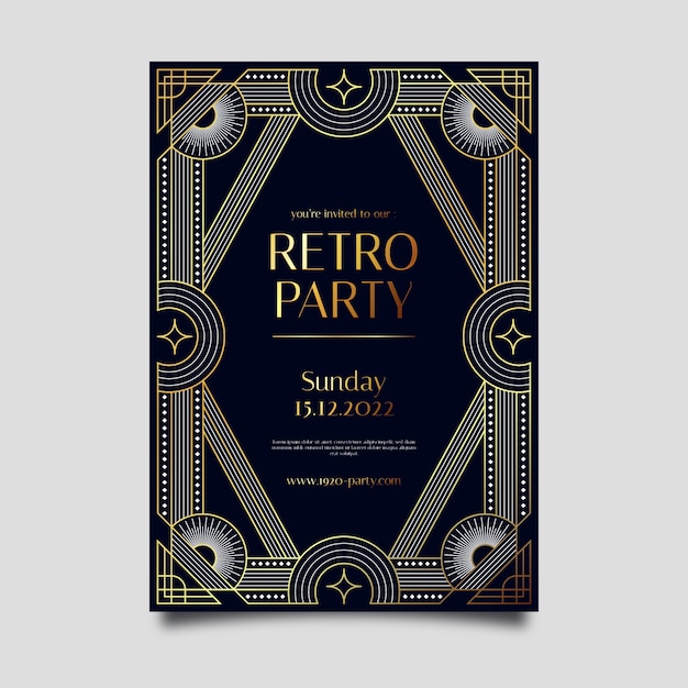 Vector art deco retro feest poster sjabloon