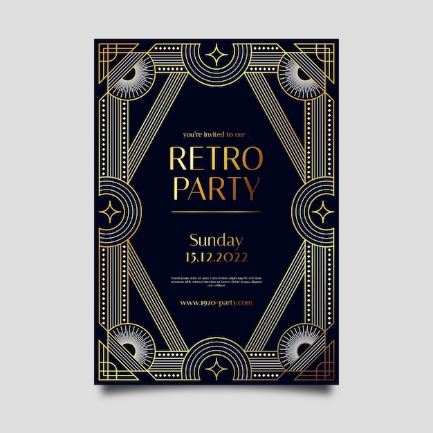art deco retro party poster template