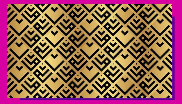 금색 기하학적 모양과 금색 반짝이 텍스처가 있는 아르데코 매끄러운 패턴