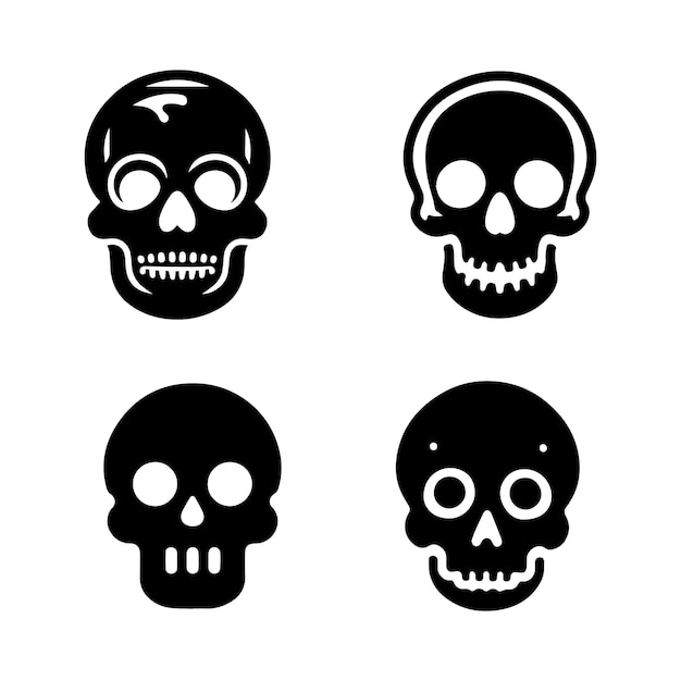 Vector art deco skull black and white mordan vector design