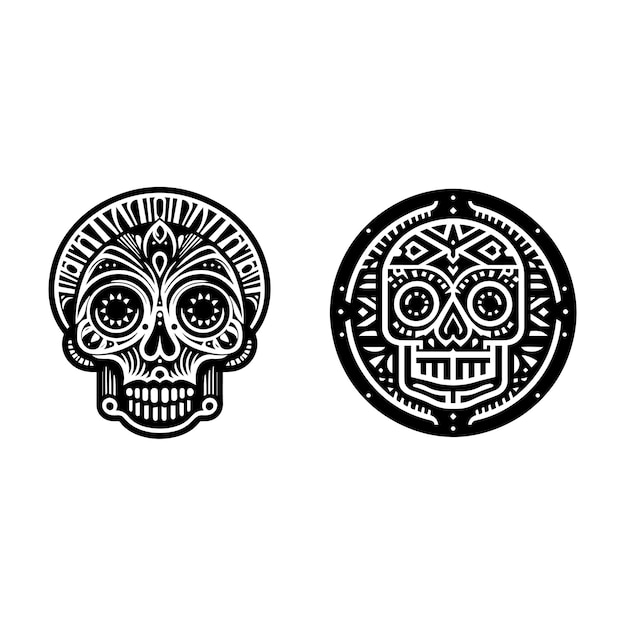 Art deco skull black and white mordan vector design