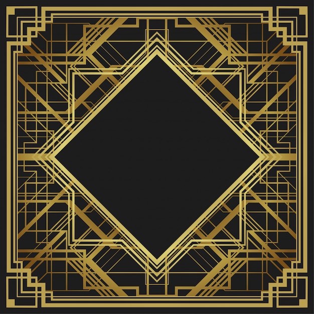 art deco style geometric frame border design background
