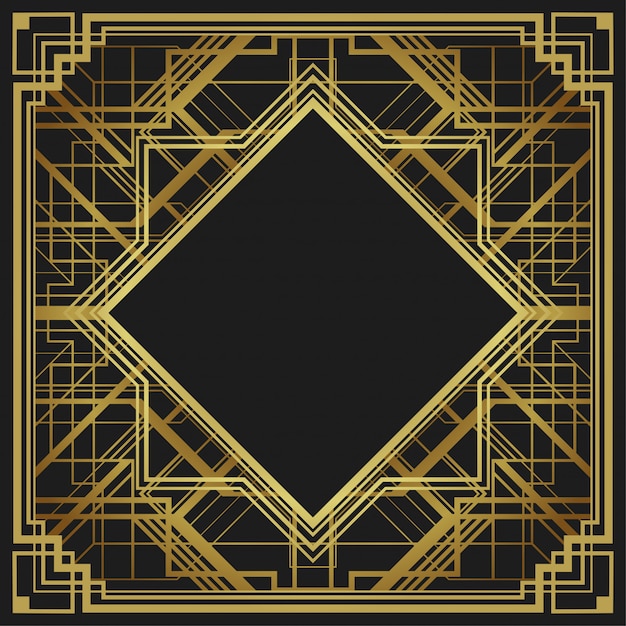 Vector art deco style geometric frame border design background