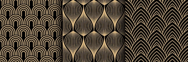 Art Deco Style Seamless Pattern Design Set