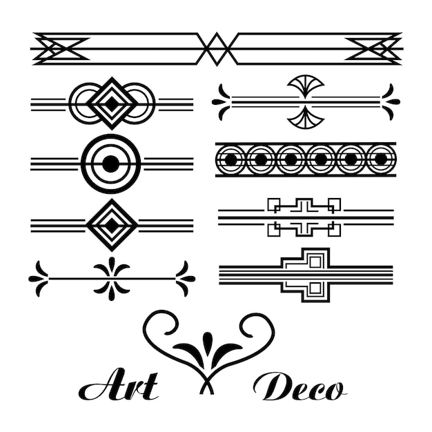 Raccolta astratta dell'ornamento dell'annata di arte della vignetta di art deco