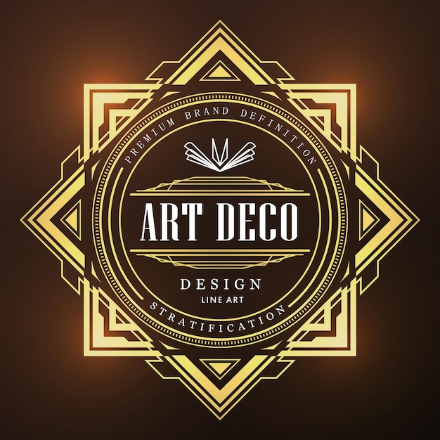 Vector art deco vintage badge logo retro design vector illustration