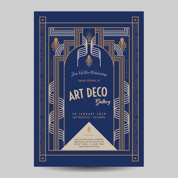 Vector art deco vintage flyer illustration