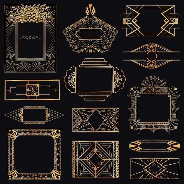 Vector art deco vintage frames and design elements