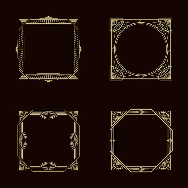 Vector art deco vintage geometric frame set