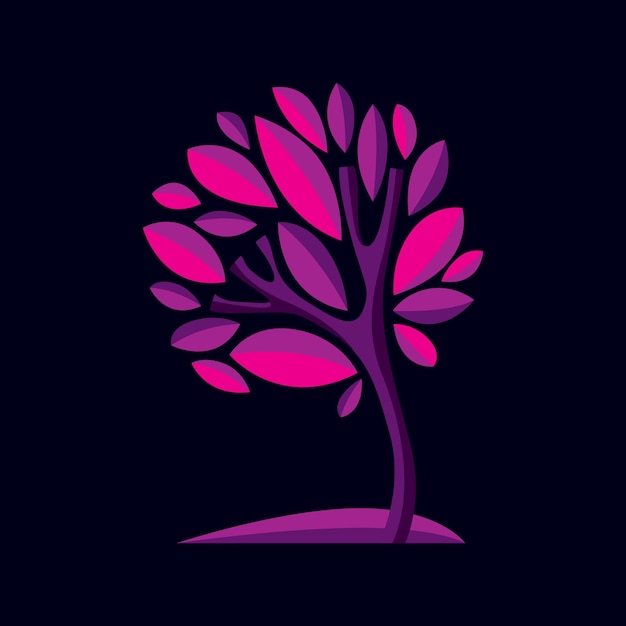 Vector art decorative natural design symbol, purple tree illustration. can be used as ecology and environmental conservation concept.