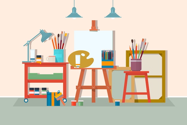 Vector art drawing design studio furniture