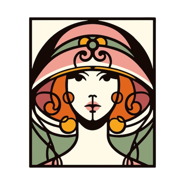 art elegant woman logo flat vector design in nouveau style