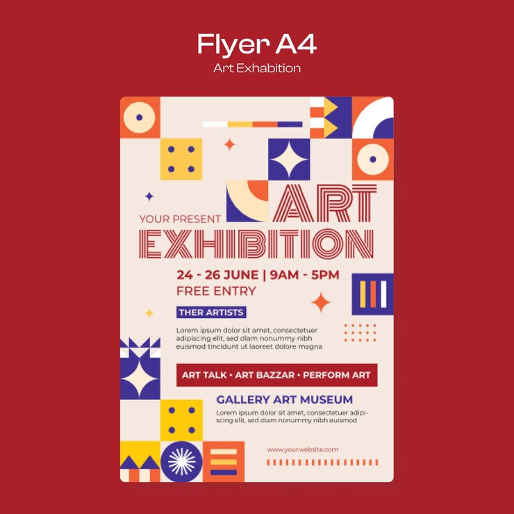 Vector art exhibition flyer template