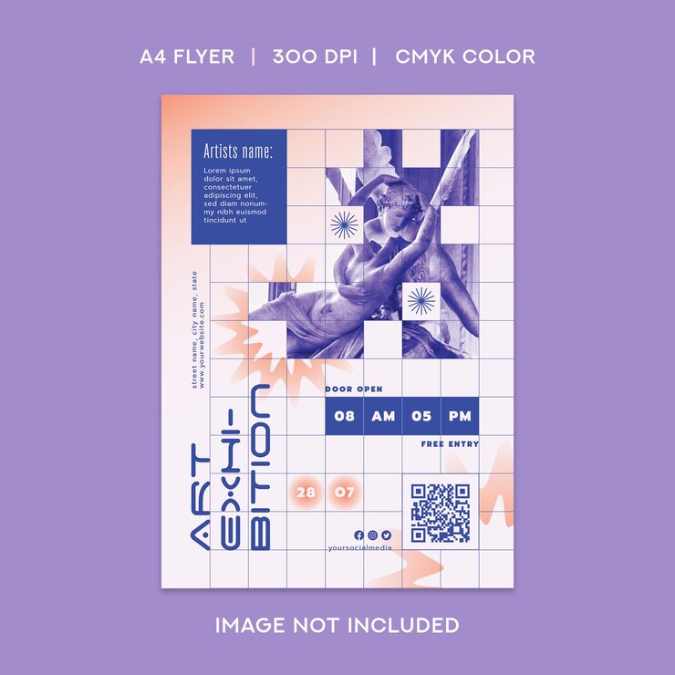 Vector 미술 전시회 플라이어