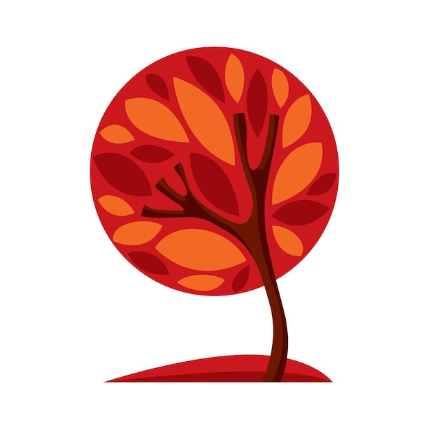 Художественная сказочная иллюстрация дерева, стилизованный экологический символ. Векторное изображение Insight на идее сезона, красивом растении.