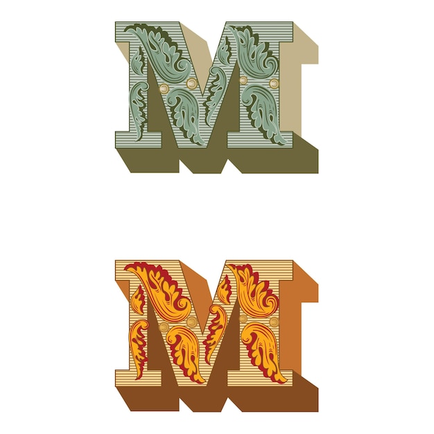 Vector art federal initial caps font capital letter m vector design illustration