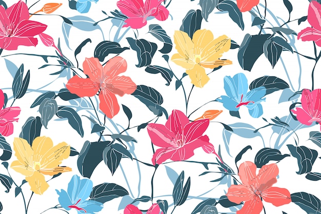 Art floral vector seamless pattern