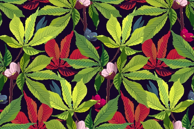 Art floral vector tropical pattern.