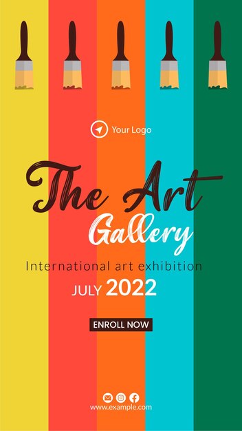 Vector the art gallery international art exhibition portrait template design