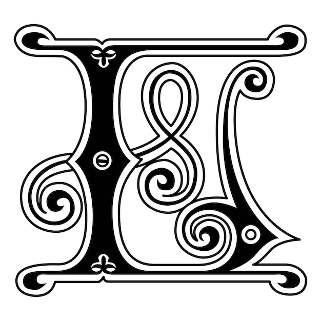Vettore art ginger iniziale caps font lettera maiuscola l disegno vettoriale illustrazione