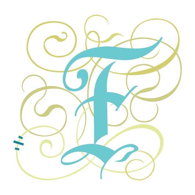 Art Gothic Initial Caps Lettertype Hoofdletter F vector design