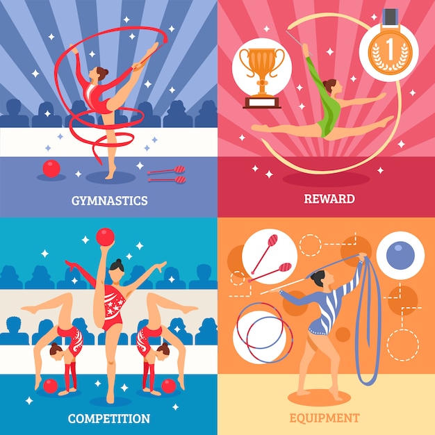 Vector art gymnastics design concept