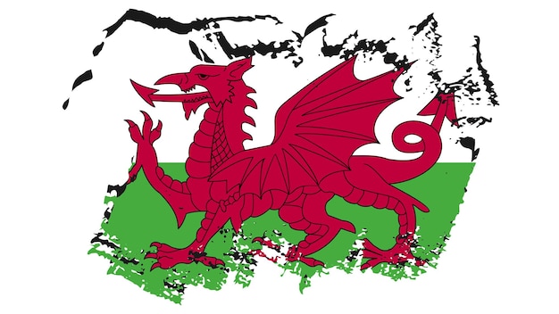 Art Illustratie ontwerp natie vlag met geripte effect teken symbool land van Wales