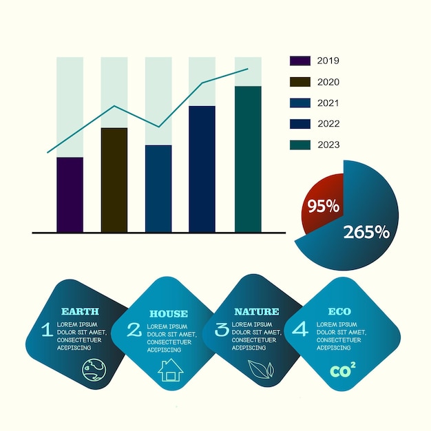 Vettore illustrazione dell'infografica verde verde per la presentazione vettoriale