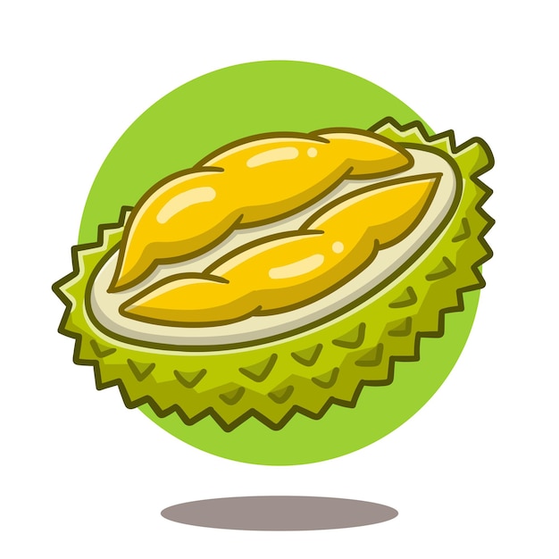 art illustration of cute cartoon durian, flat cartoon style icon.