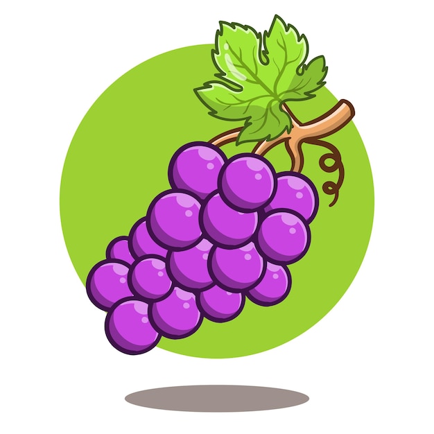 art illustration of cute cartoon grape, flat cartoon style icon.