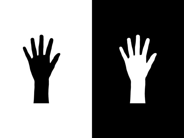 Art illustration design concpet icon black white logo isolated symbol of hand five