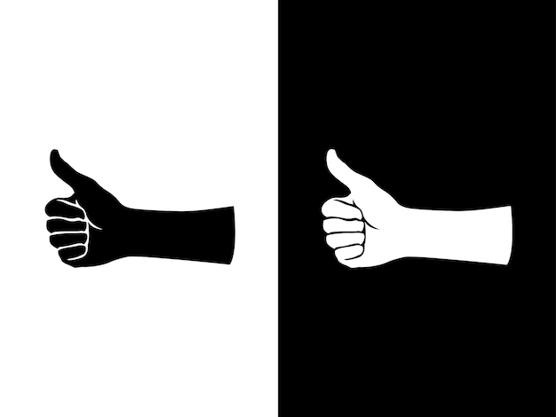 Art illustration design concpet icon black white logo isolated symbol of hand gesture okay