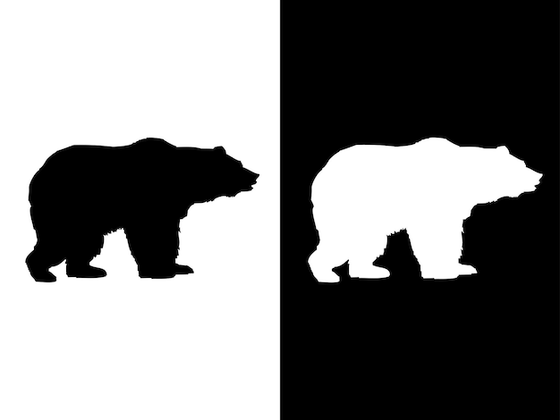 곰의 예술 그림 디자인 Concpet 아이콘 검정 흰색 로고 고립 된 상징