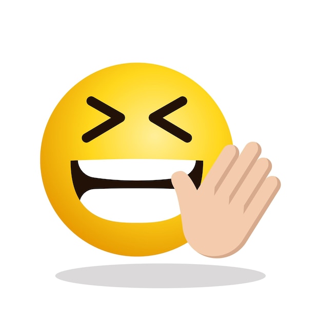 Vector art illustration design emoji face expression symbol emoticon of laugh hand