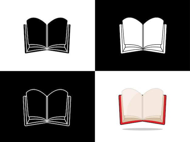 Art illustration design icon logo with silhouette concept symbol of open book