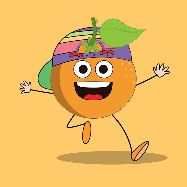 Vettore illustrazione artistica doodle kawaii orange fruits symbol character mascot attività quando si diverte