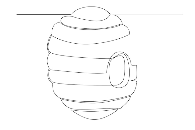 Illustrazione di arte per il miele delle api. una linea semplice e un concetto di linea dell'esagono del disegno delle api