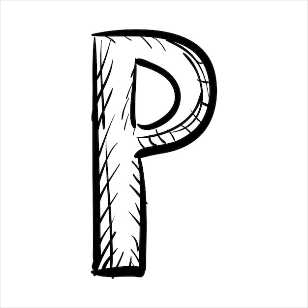 Vector art illustration icon hand draw design concept symbol sketch of letter p