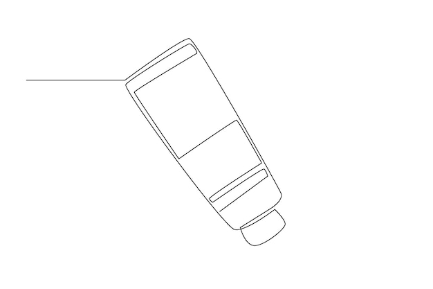 Art Illustration of make up for woman. Simple line and one line concept of blush on, mirror and tool